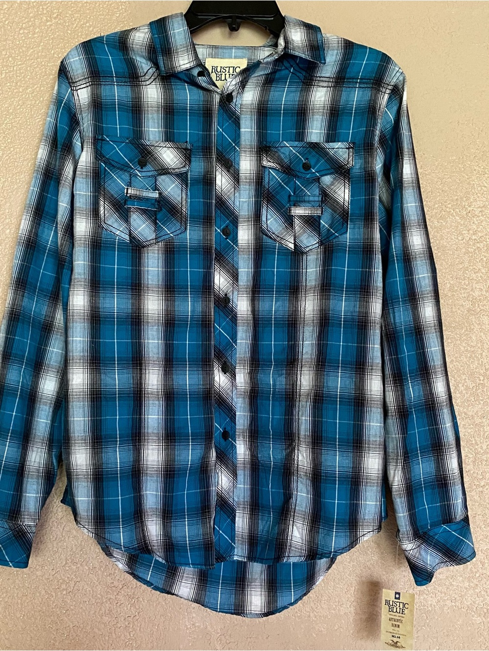 Rustic Blue Blue Plaid Long-Sleeve Button-Down Shirt